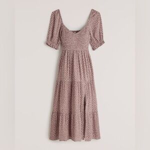 Abercrombie & Fitch Mauve Polka Dot Midi Dress Small
